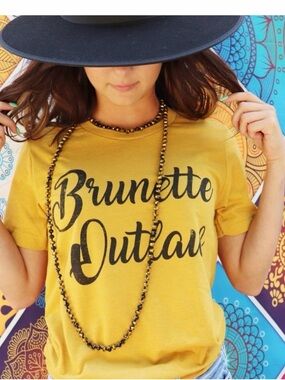 Bella Canvas Mustard Yellow "Brunette Outlaw" Short Sleeve Tee